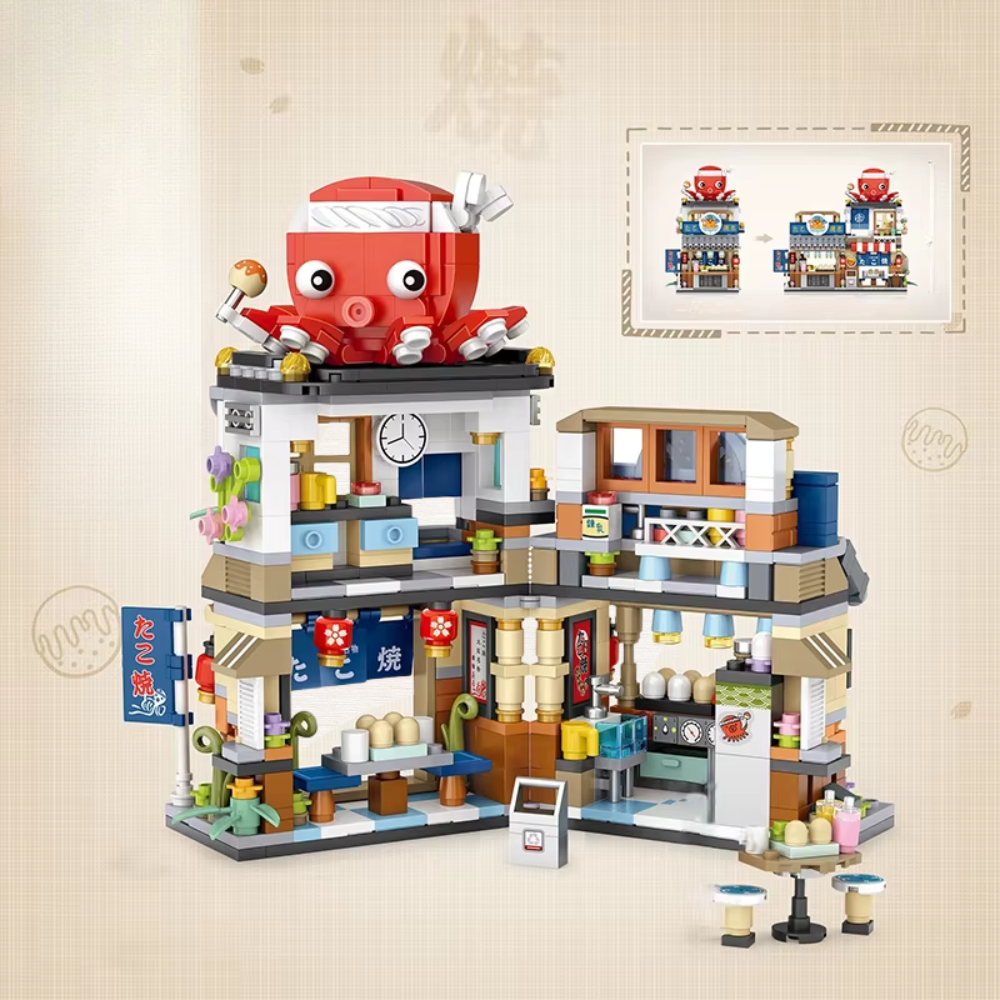 jeu de construction en brique - restaurant poulpe EcoCraft