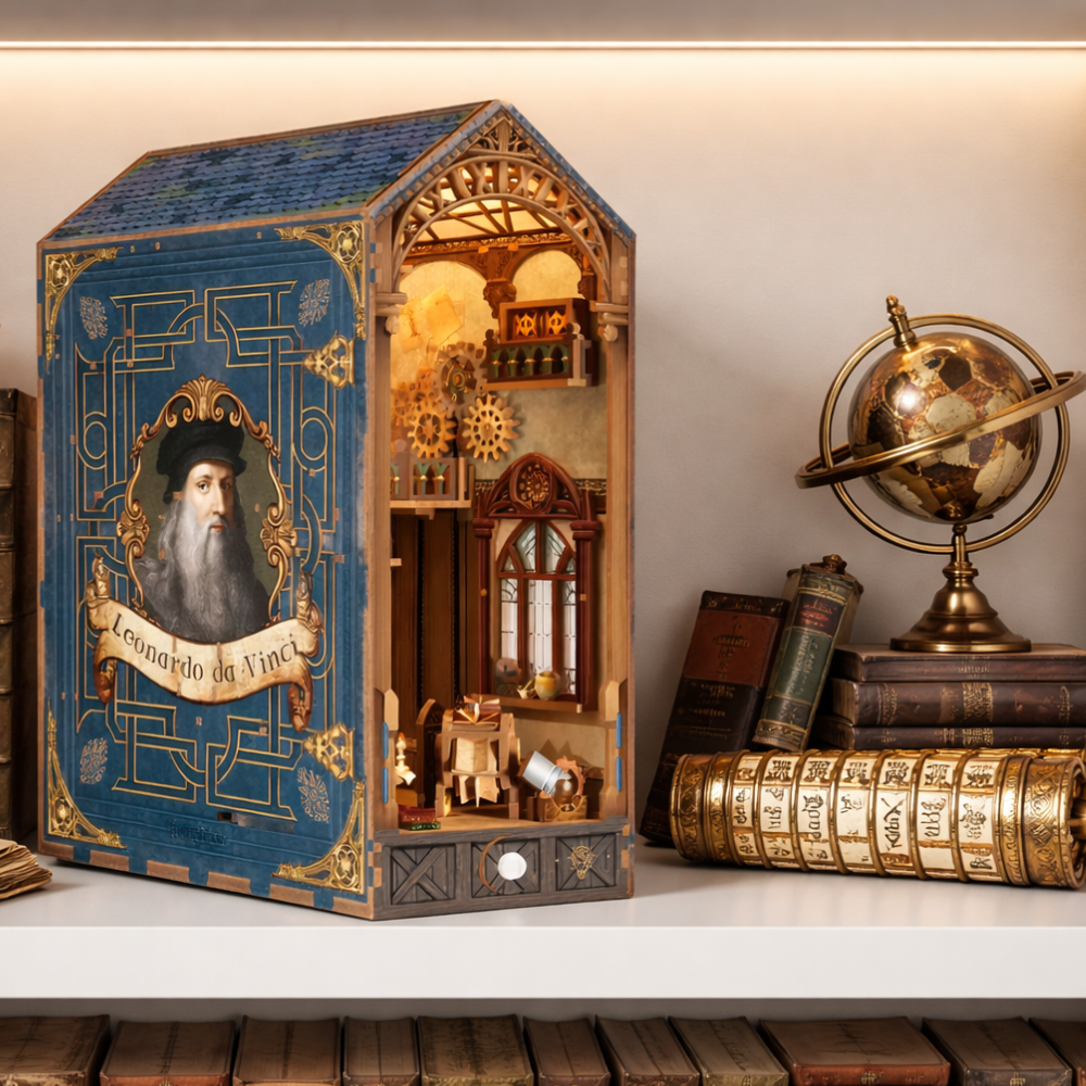 Book Nook : Leonardo de Vinci dans une bibliothèque