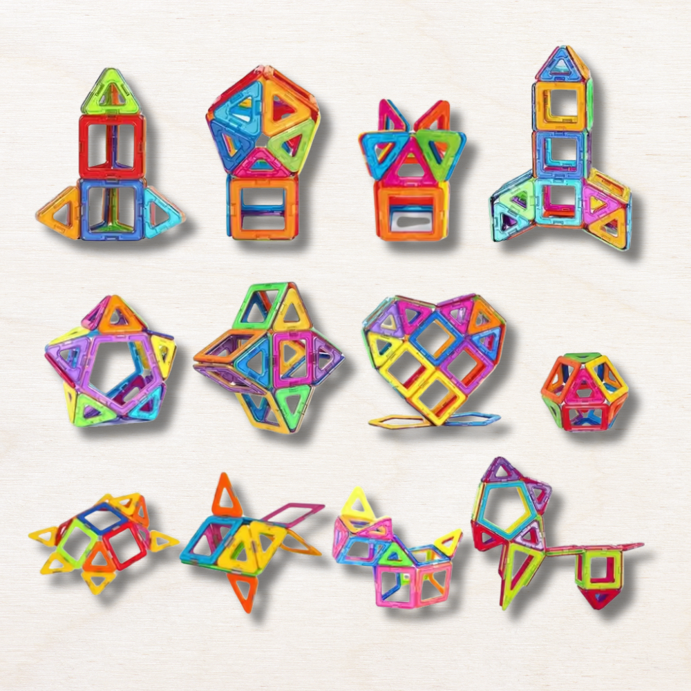 jeu de construction magnétique:des carrés et des triangles EcoCraft