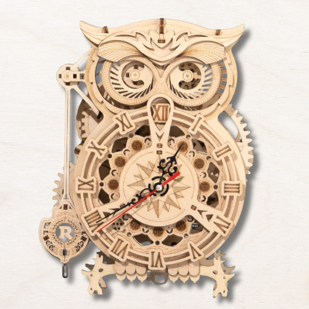 Maquette en bois : Horloge hibou EcoCraft