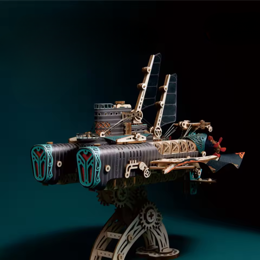 Maquette bateau en bois Navire Spatial en bleu