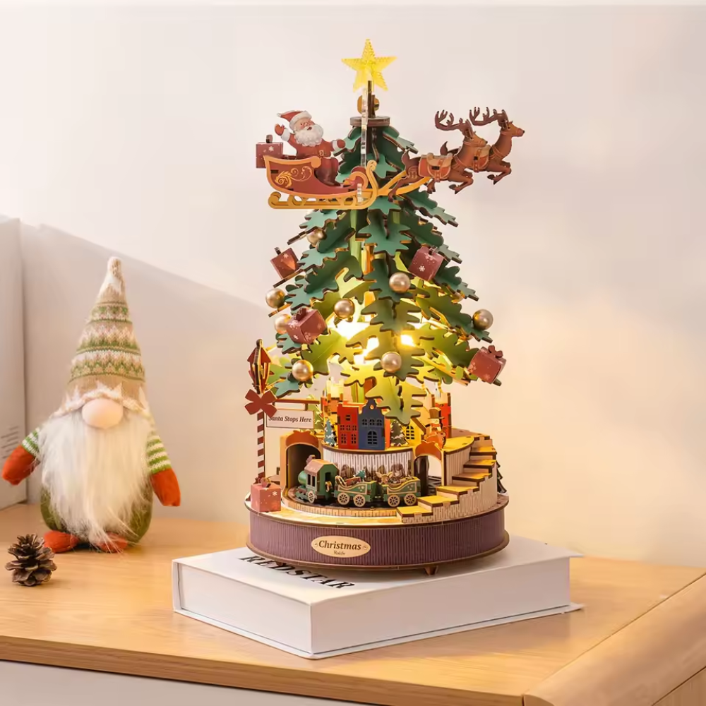 Maquette en bois sapin de noël EcoCraft