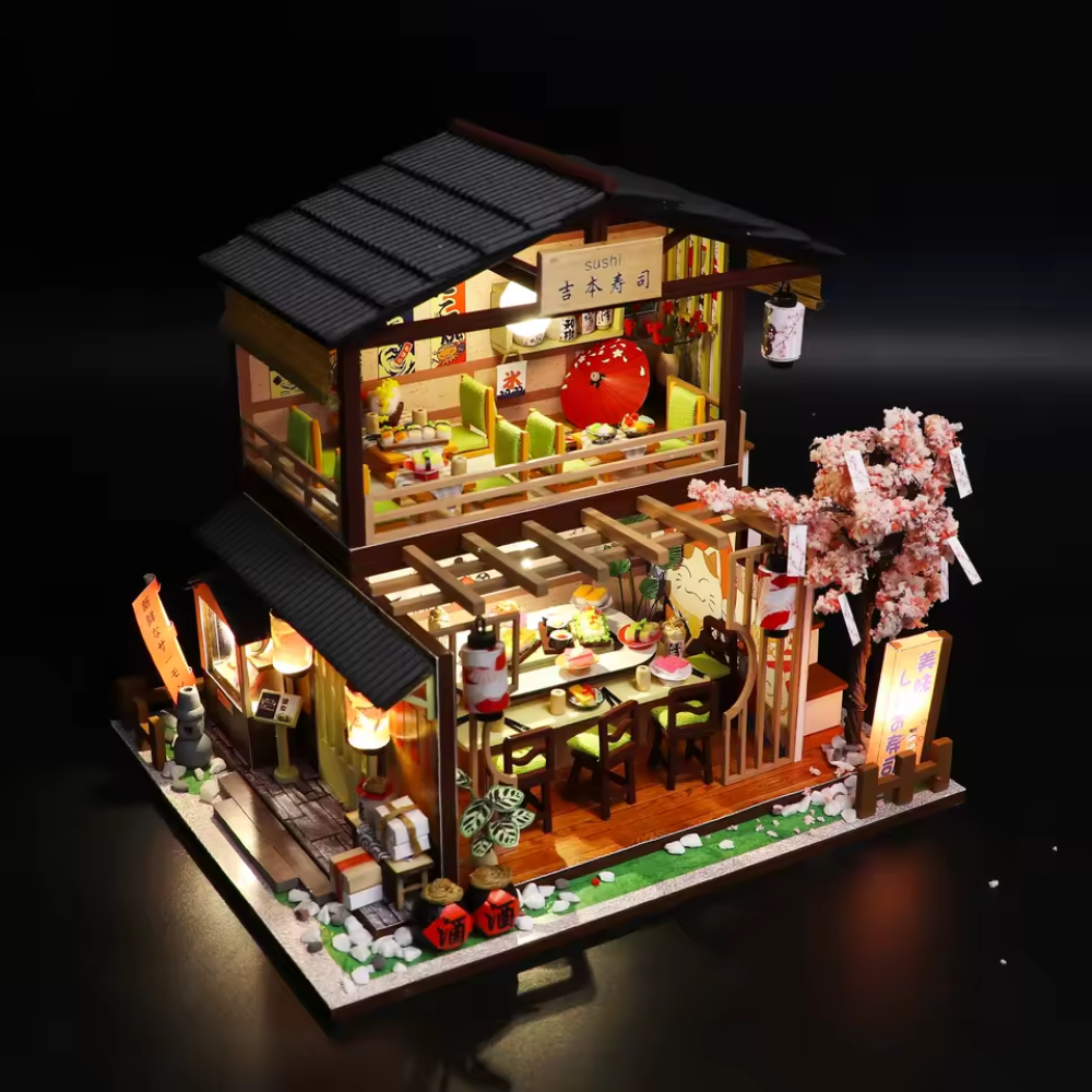 Maquette en bois Japon : restaurant de sushi