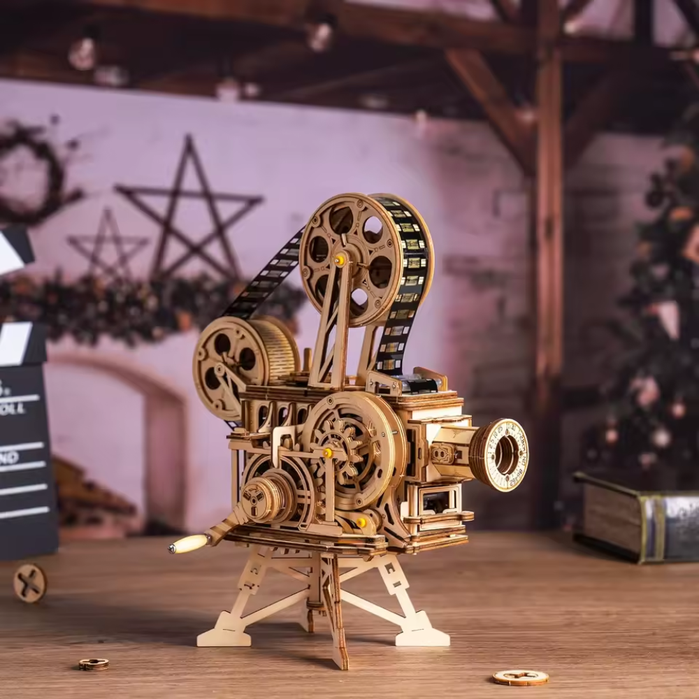 puzzle 3d mécanique en bois video projecteur EcoCraft