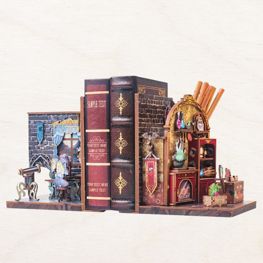 Maquette en bois : serre livre magique