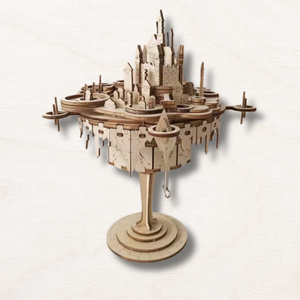 Maquette en bois : Ville flottante - boite à musique