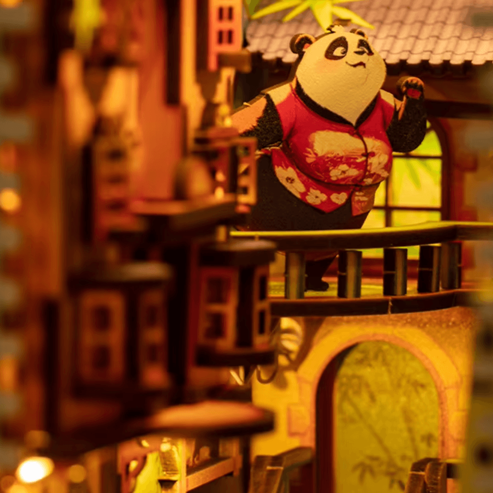 kit DIY book nook avec une mère panda