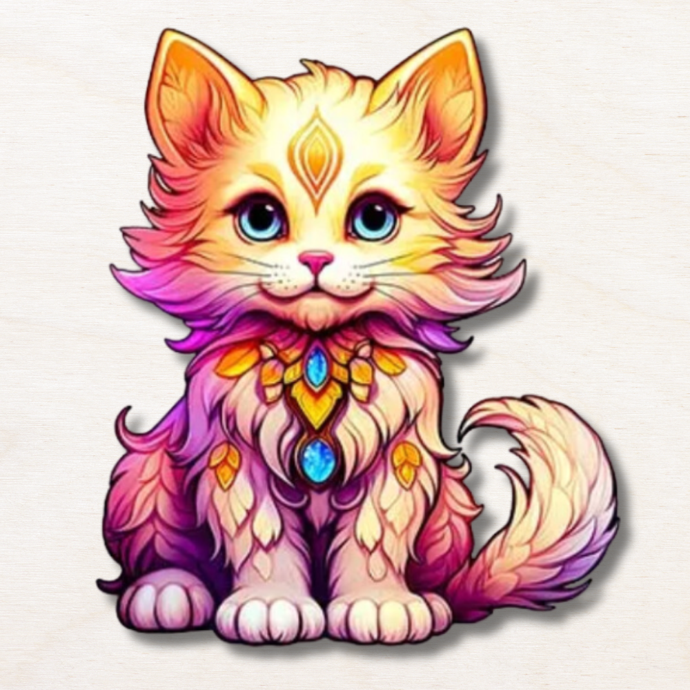 Puzzle animaux en bois : Le chaton de cristal !