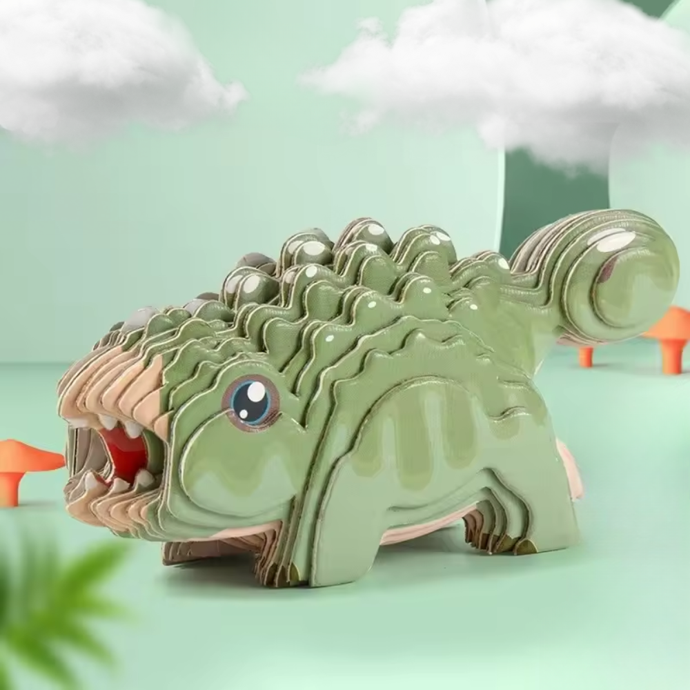 Puzzle en bois dragon : Ankylosaurus