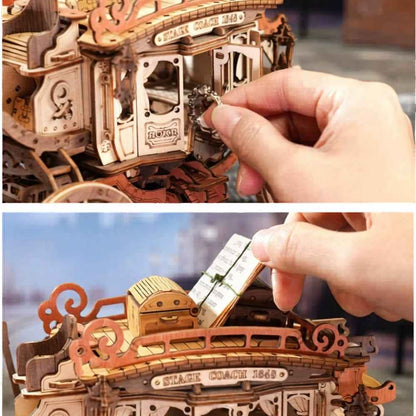 Maquette voiture en bois : boite à musique Calèche