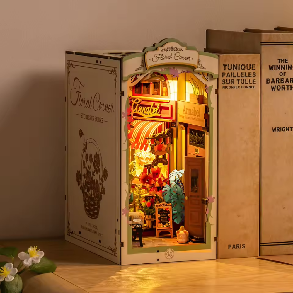 Book Nook en bois Boutique de fleur