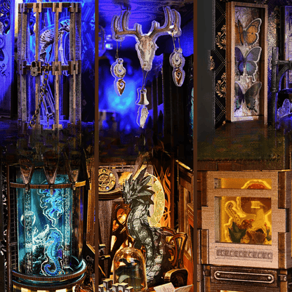 Diorama Chamber of Exotic Beasts avec éclairage LED bleu et violet