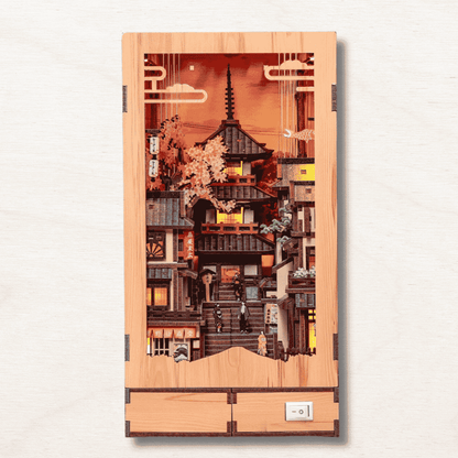 book nook japonais avec un temple et des sakuras