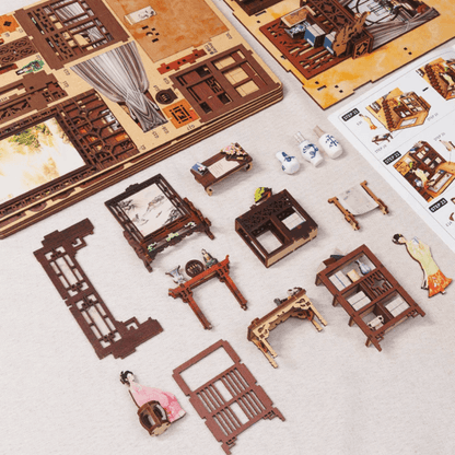 kit DIY book nook chinois 23cm couvercle anti-poussière cadeau culture asiatique