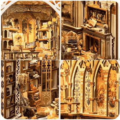 kit DIY book nook baroque dark academia luxe cadeau bibliophile couverture blanc or