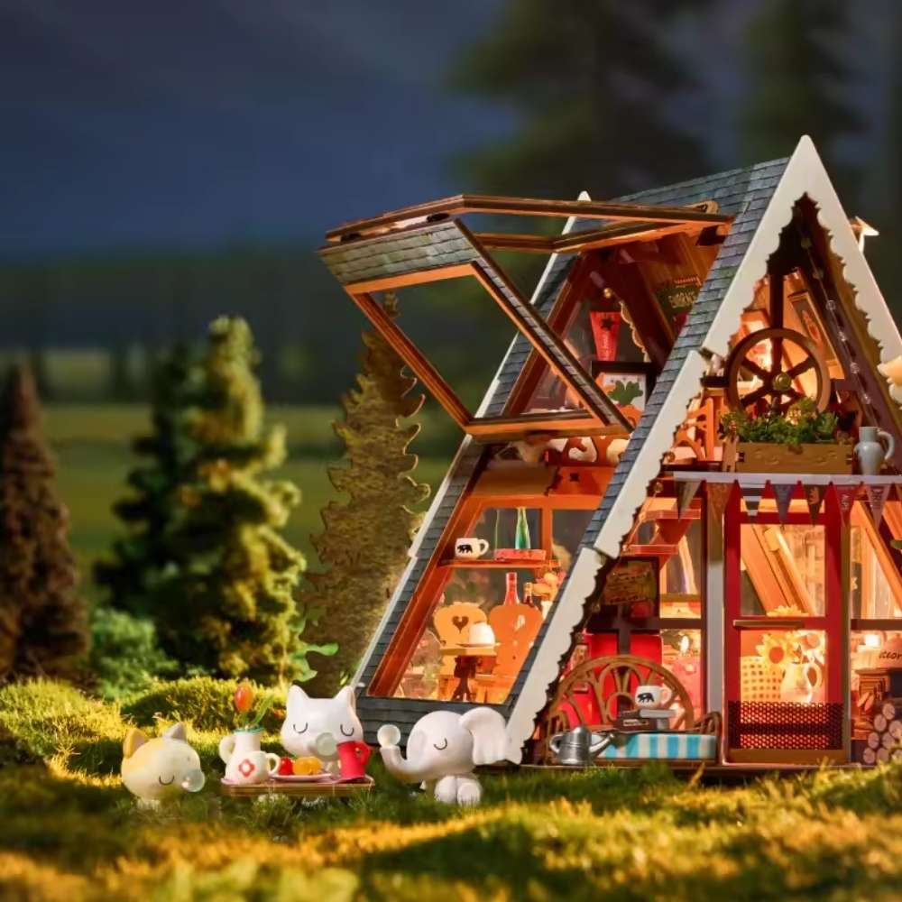 maison miniature en bois en forem de petite cabane