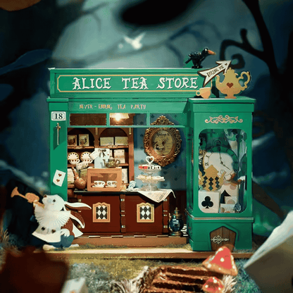 maison miniature d'alice aux pays des merveilles en forme d'alice tea stores