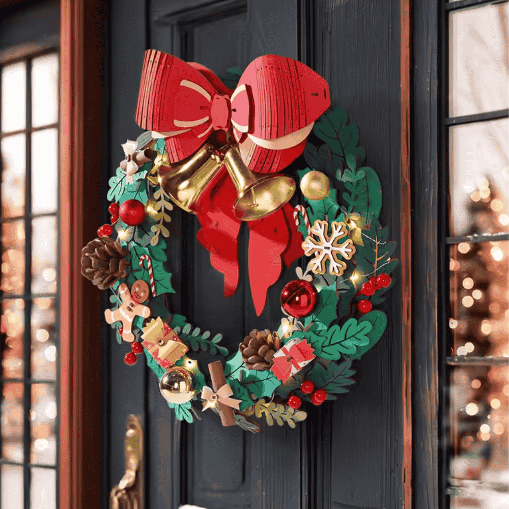 Maquette en bois :  Couronne de Noël