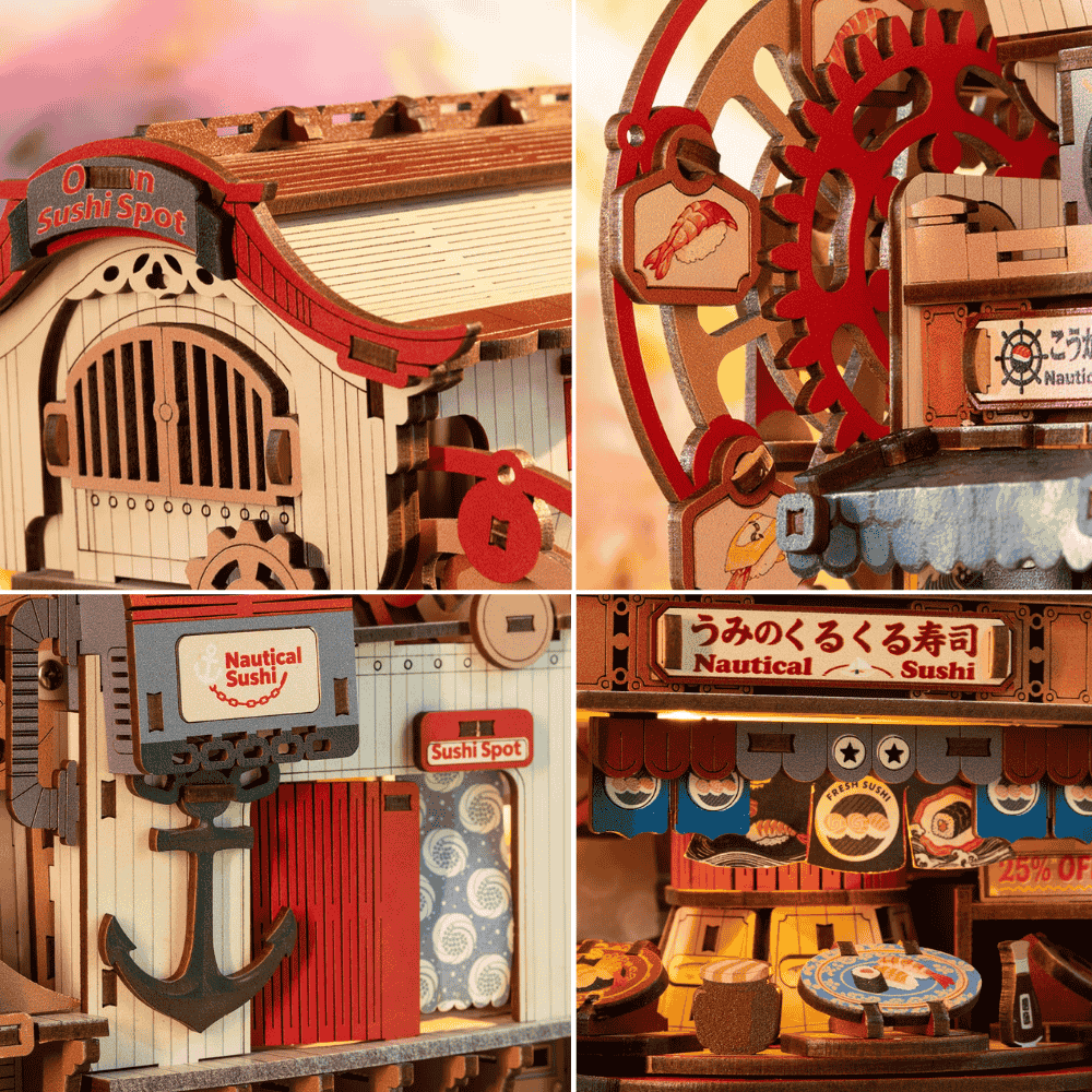 kit DIY restaurant flottant japonais bar sushis kaiten miniature style ghibli