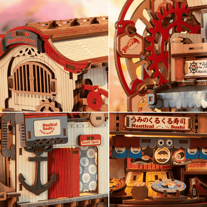 kit DIY restaurant flottant japonais bar sushis kaiten miniature style ghibli