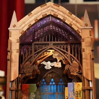  école des sorciers poudlard salle classe rogue bannières 4 maisons 