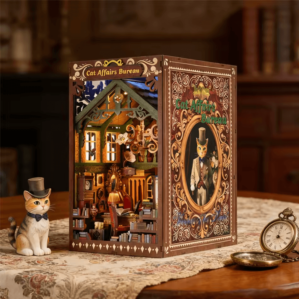 kit DIY book nook chat 8-10h montage avancé cadeau fan ghibli