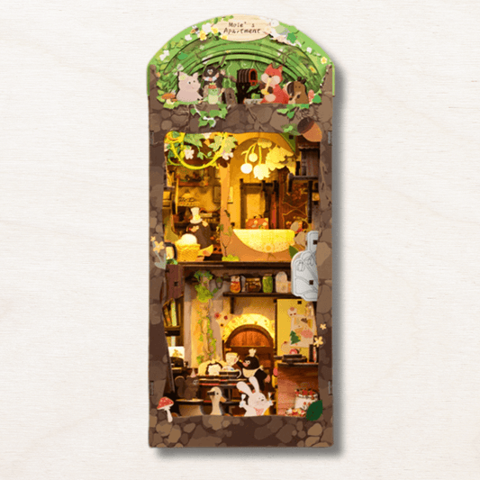 book nook enfant moles apartment animaux forêt 3 niveaux éclairage LED lapin taupe