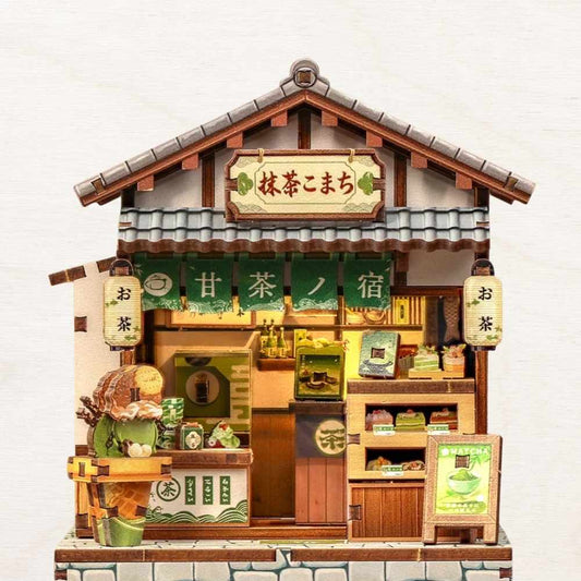 maison miniature en forme de magasin traditionnelle japonais qui vend des produits aus matchas