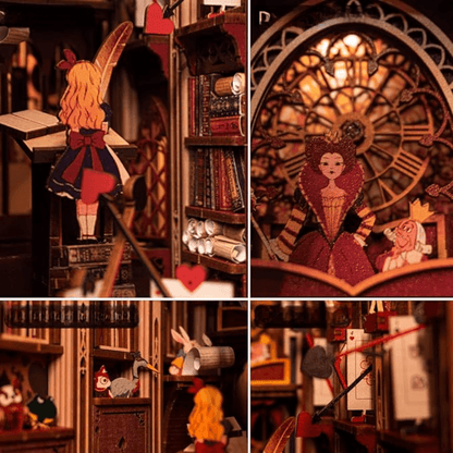 
diorama miniature alice lewis carroll 267 pièces éclairage rouge couvercle anti-poussière