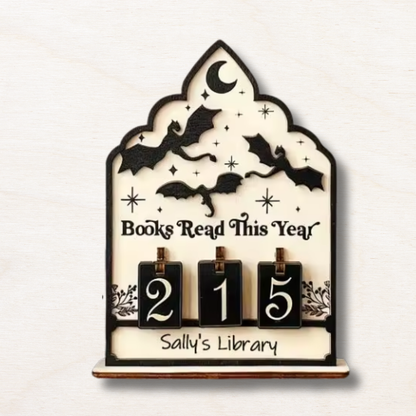 Décoration bibliothèque en bois : compteur de livre dragon EcoCraft