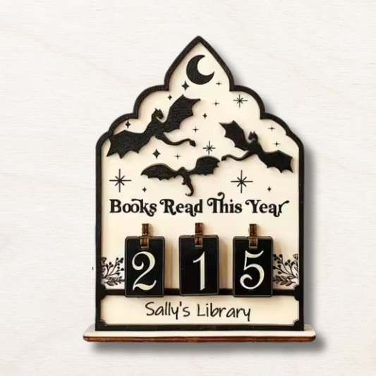 Décoration bibliothèque en bois : compteur de livre dragon EcoCraft