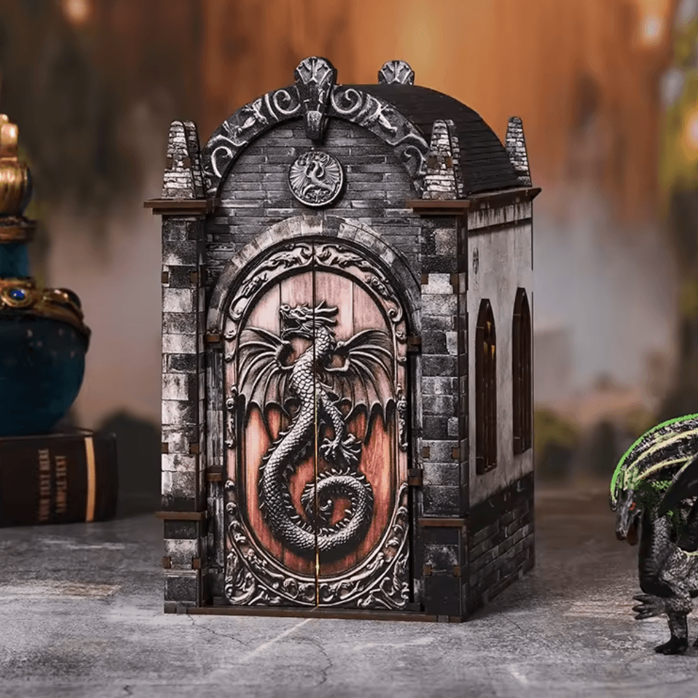book nook house of the dragon dragons treasure labyrinth porte sculptée dragon éclairage LED