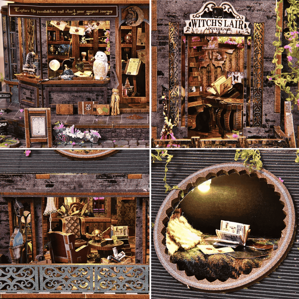 kit de construction en forme de chateau magique du corbeau