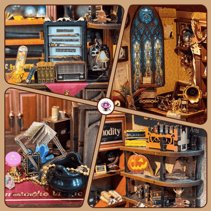 diorama miniature boutique sorcière harry potter potions instruments damier profondeur intérieure