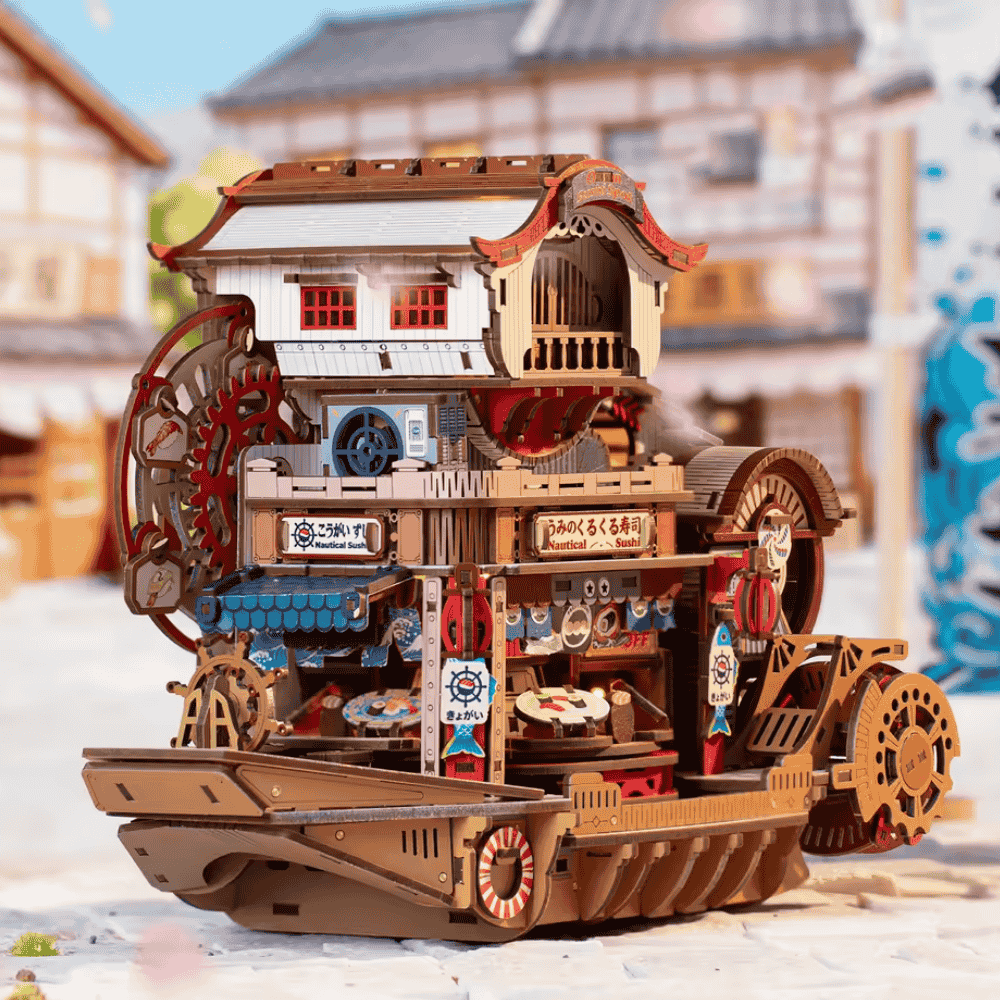 maquette bateau en bois japonais steampunk sushi spot cadeau fan ghibli one piece