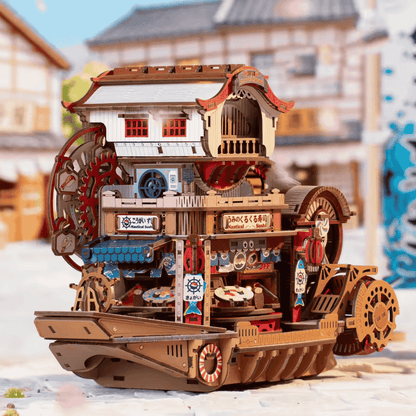maquette bateau en bois japonais steampunk sushi spot cadeau fan ghibli one piece