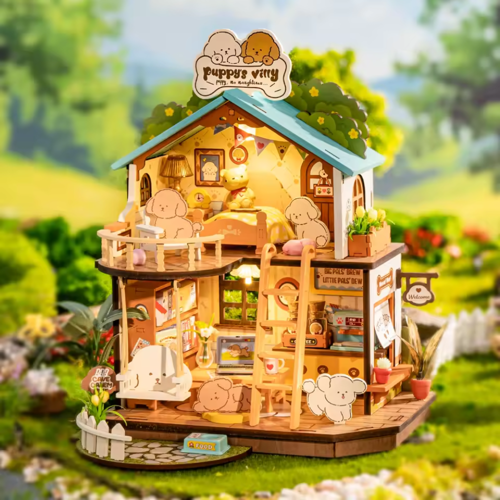 maison miniature en bois pour chien 