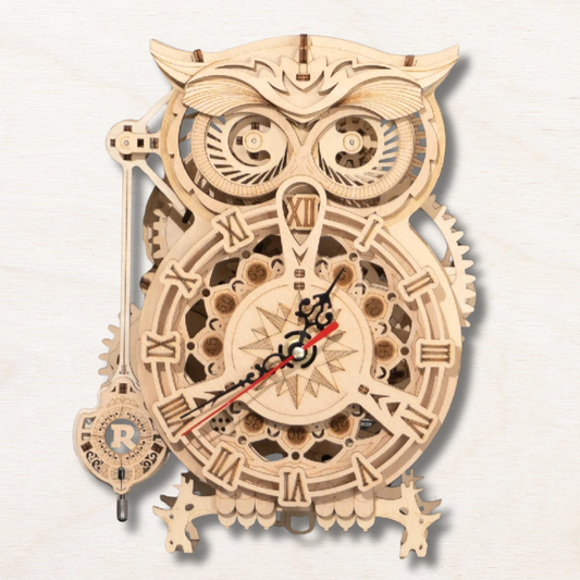 Maquette en bois : Horloge hibou