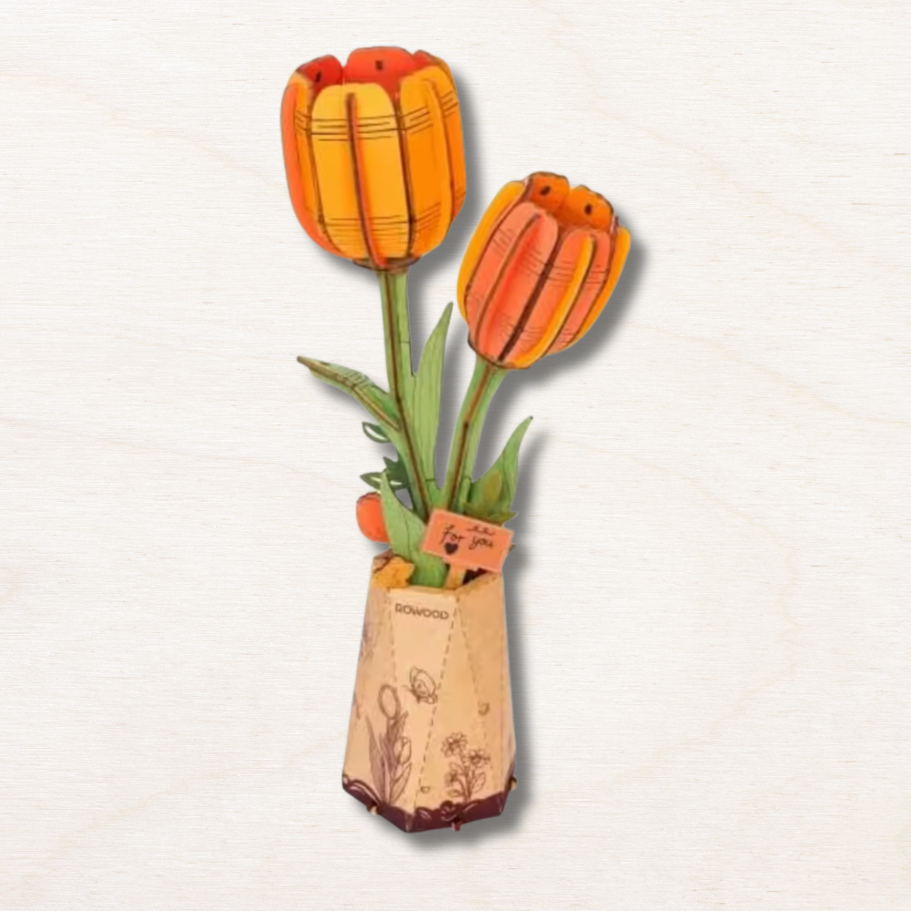 Maquette en bois Tulipe Orange