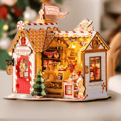 une maison en pain d'épice en bois 