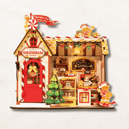 maquette en bois en forme de maison de pain d'épice 