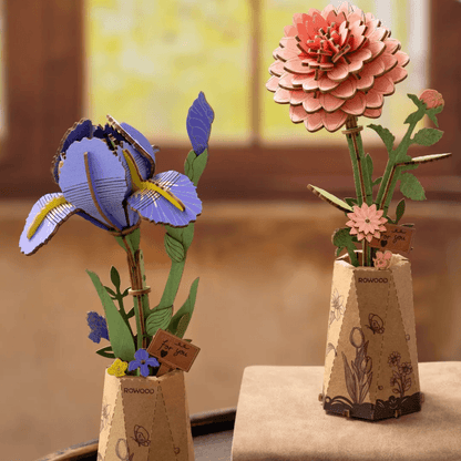 bouquet fleur éternelle en bois à construire décoration bureau 