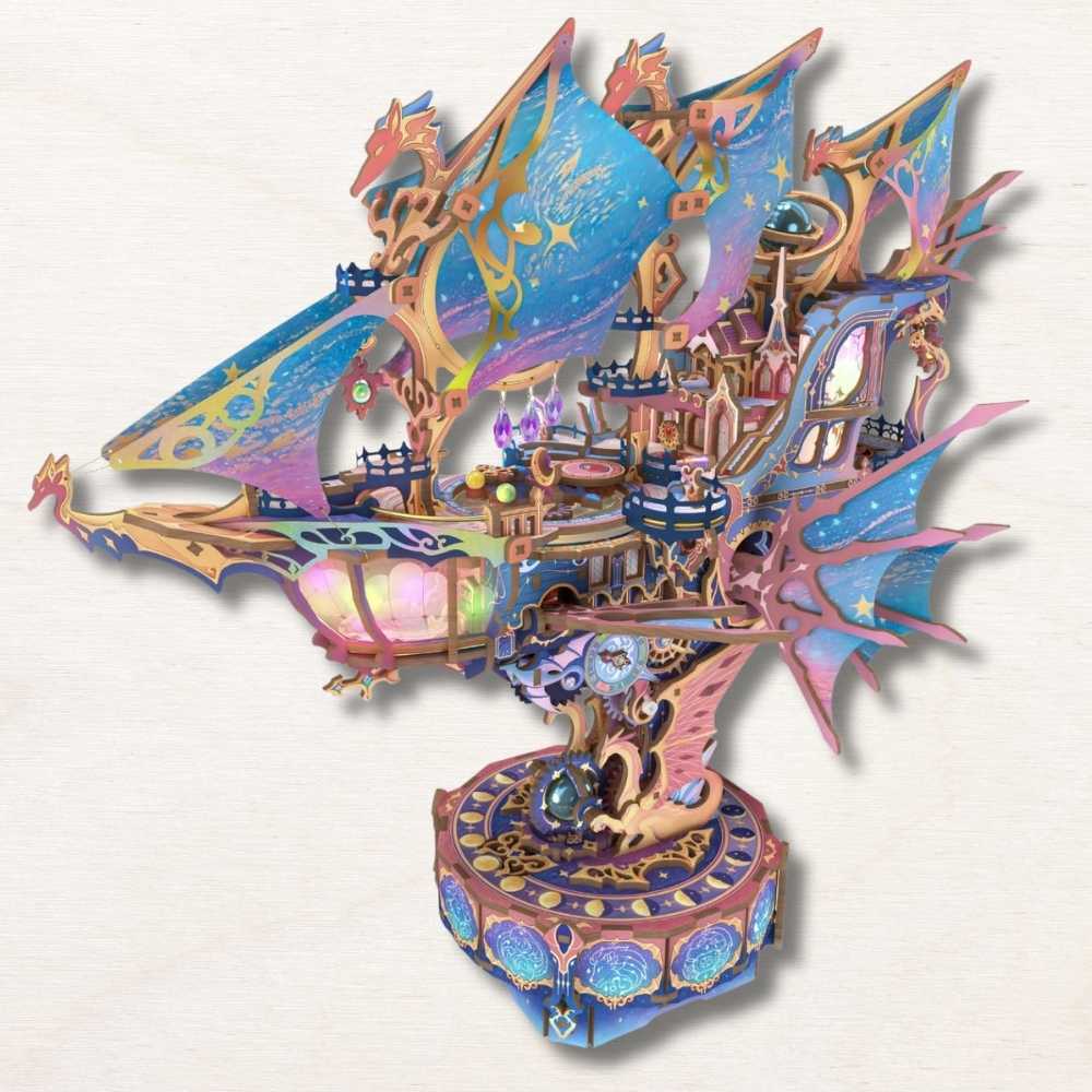 maquette en bois en forme de bateau galaxie magique