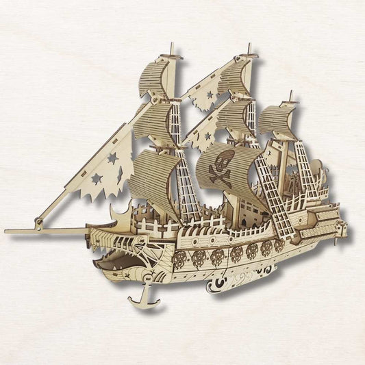 maquette en bois en forme de bateau pirate 