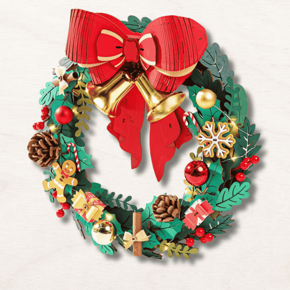 Maquette en bois :  Couronne de Noël