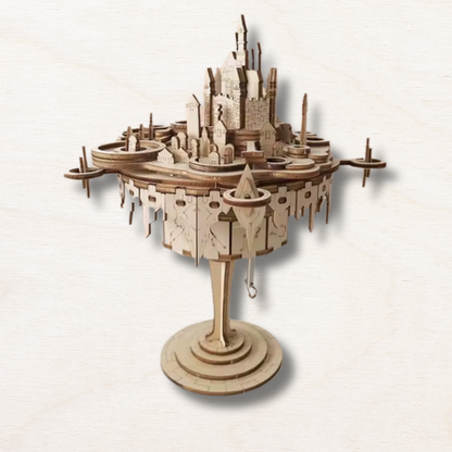 Maquette en bois : Ville flottante - boite à musique