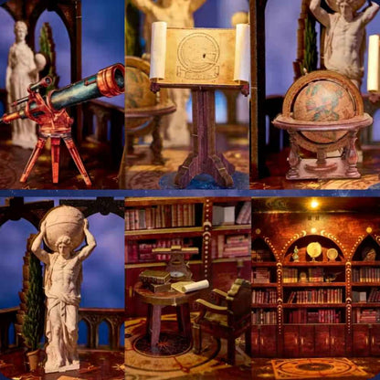 cadeau steampunk puzzle observatoire serre-livre 25cm collection dark academia rétro victorien