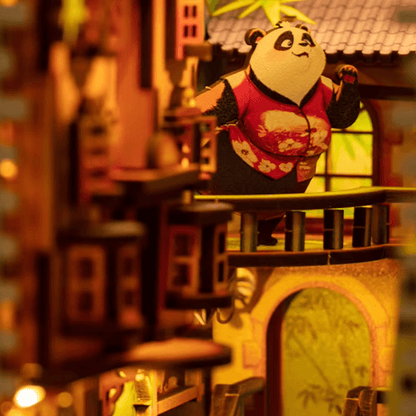 kit DIY book nook avec une mère panda