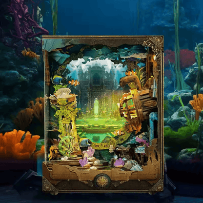 maison miniature atlantide diorama sous-marin cité engloutie rotatif lumière tactile son