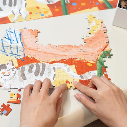 Bords et coins du puzzle 1000 pièces Brunch Vacances Tranquilles en cours d'assemblage